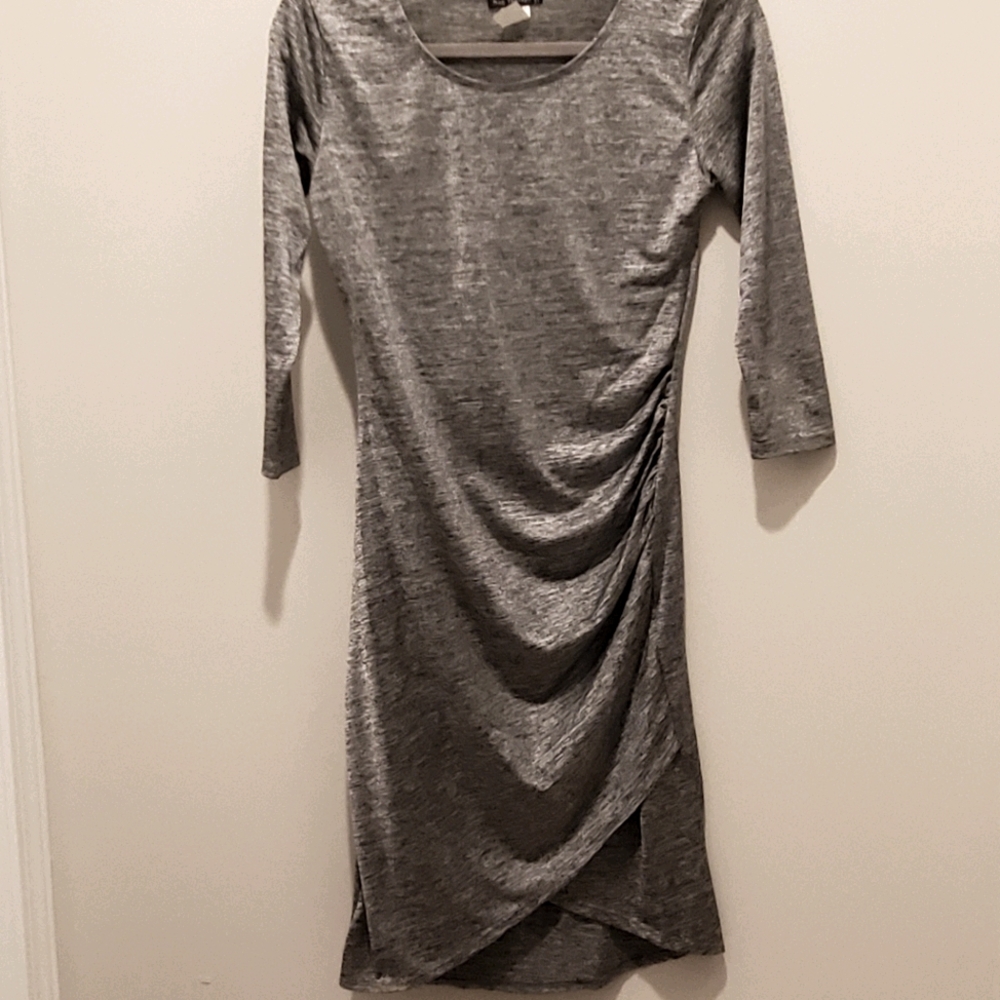 Space dyed silvery-gray body con dress